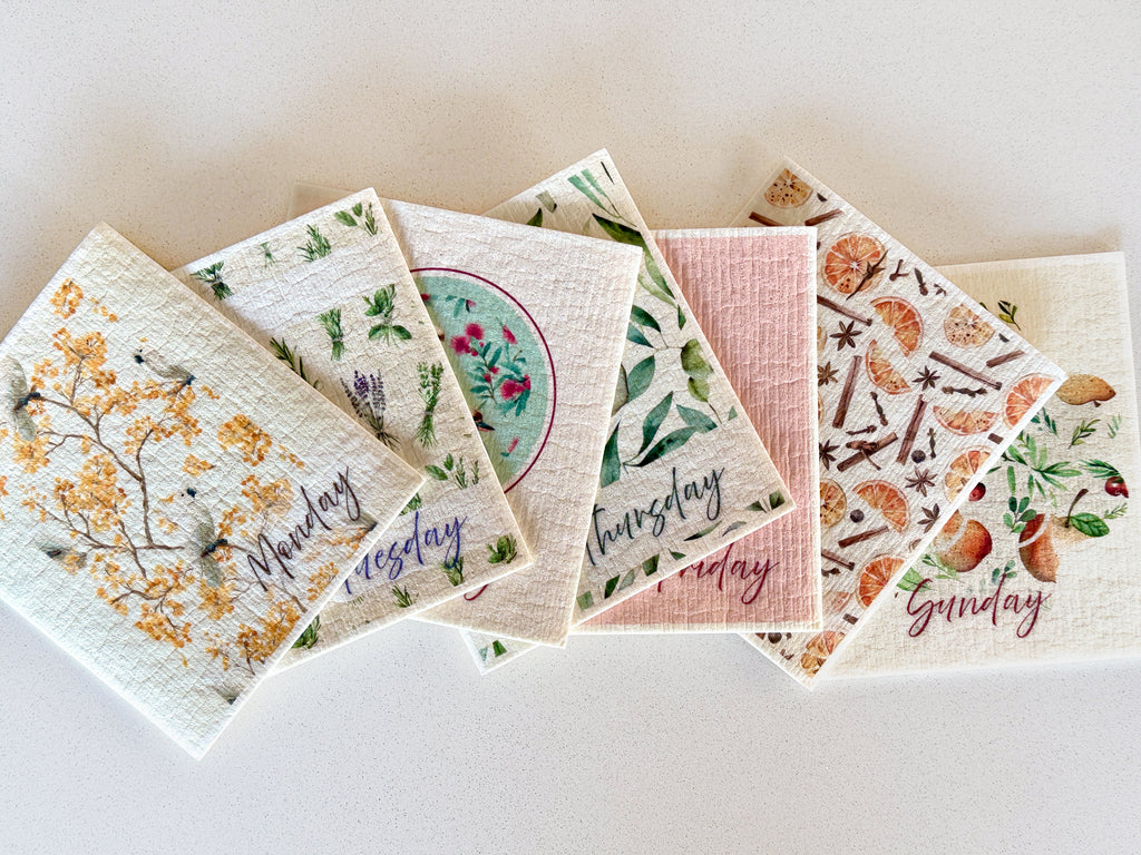 Australian Native Design Swedish Dish Cloth. Daily Edition 7pk